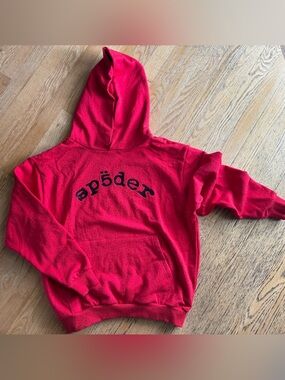 Sp5der Rhinestone red Hoodie
